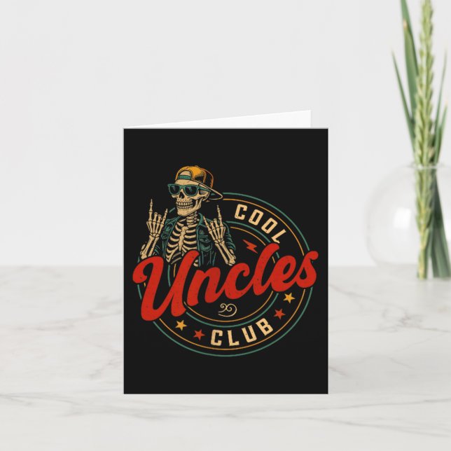 Cartão Cool Uncles Club Shirt Funny Skeleton Uncle Men Fa (Frente)