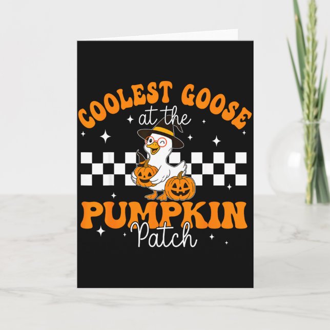 Cartão Coolest Goose At The Pumpkin Patch Autumn Fall For (Frente)