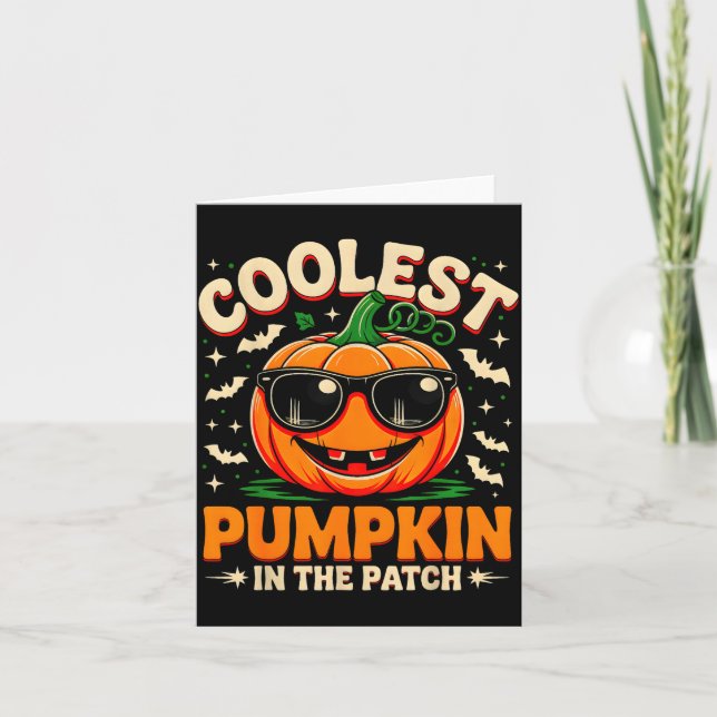 Cartão Coolest Pumpkin In The Patch Groovy Halloween For  (Frente)