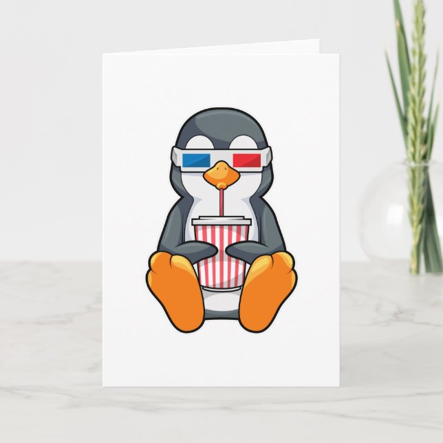 Cartão Copo de bebida Óculos de cinema pinguim (Frente)