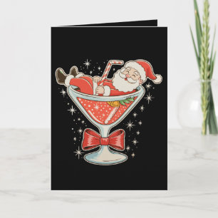 Cartão Copo de Martini Santa Bagunça de Natal Xmas