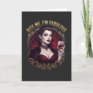 Cartão Copo de Vinho Gótico de Vampiro Fabuloso Bite Me