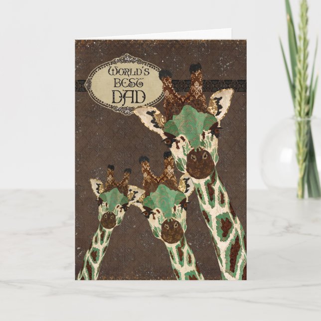 Cartão Copper & Teal  Giraffes Best  Father's Day Card (Frente)