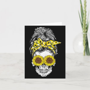 Cartão Coque Sujo de Halloween Caveira Flor de Girassol F