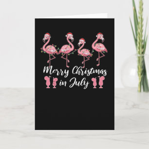Cartão Coquetel de Verão Feliz Natal em Julho Flamingo