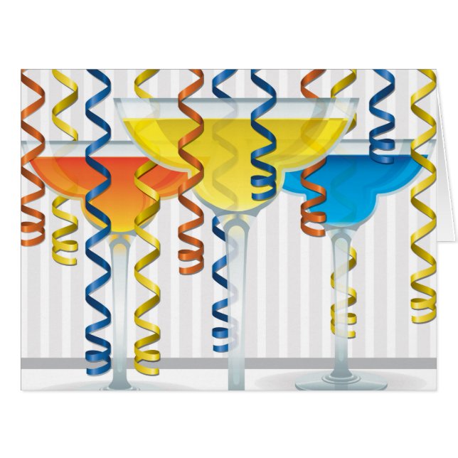 Cartão Coquetel e fita brilhantes (Frente horizontal)