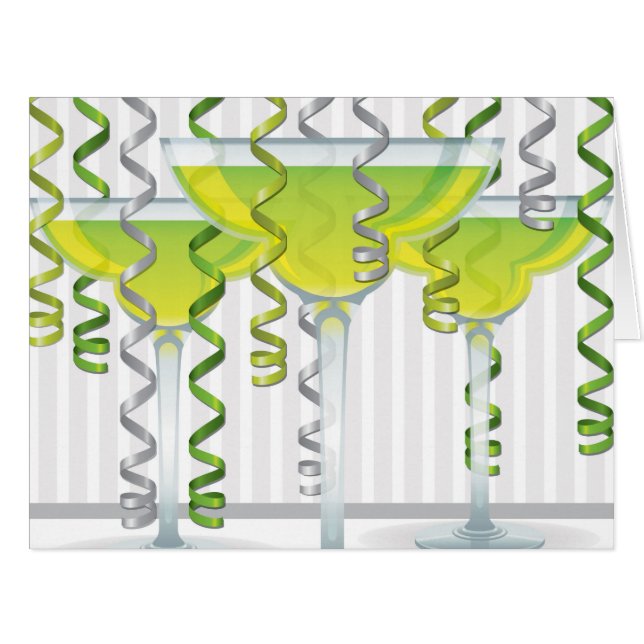 Cartão Coquetel verde e fita (Frente horizontal)