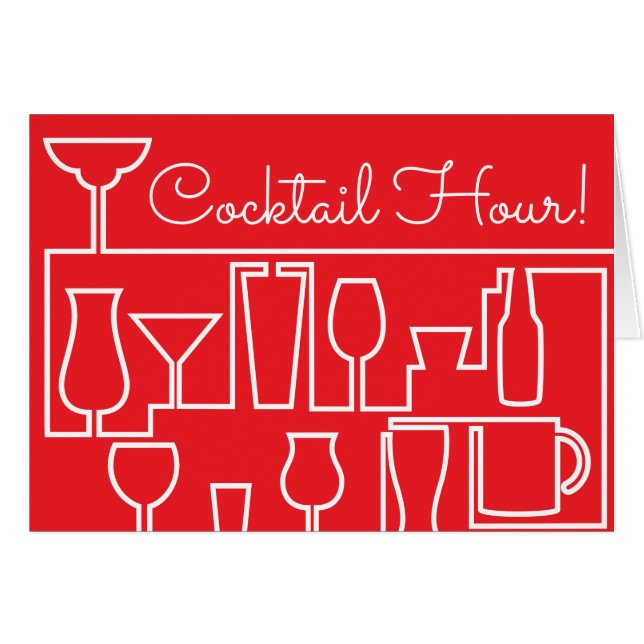 Cartão Coquetel vermelho (Frente Horizontal)