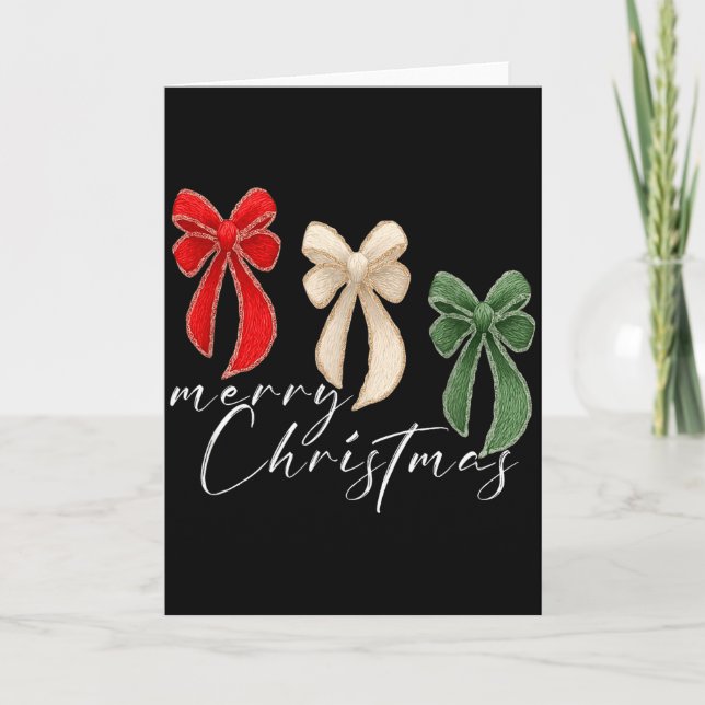 Cartão Coquette Bow Christmas Funny Retro Gift Tee Women, (Frente)