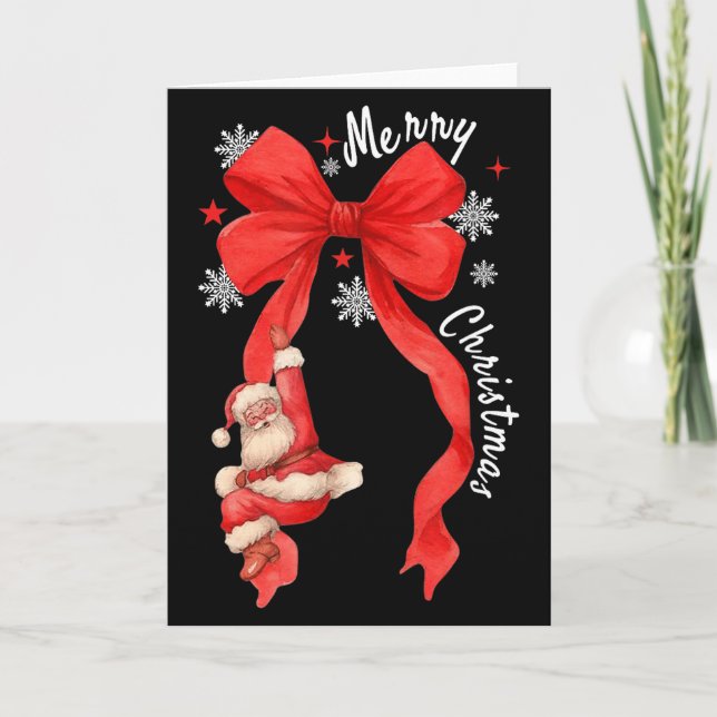 Cartão Coquette Bow Christmas,santa Cute Funny Gift Men W (Frente)