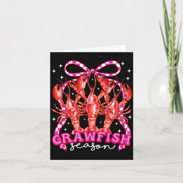 Cartão Coquette Bow Crawfish Boil Season For Men Women Ki (Frente)