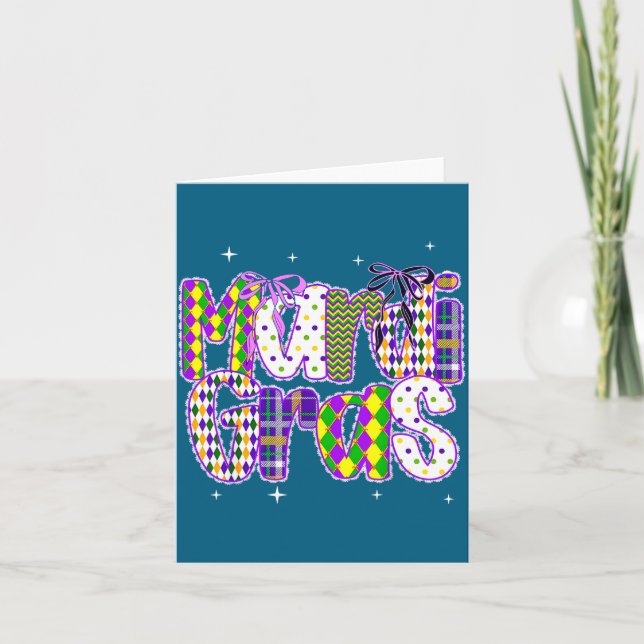 Cartão Coquette Bow Mardi Gras New Orleans Louisiana Dalm (Frente)