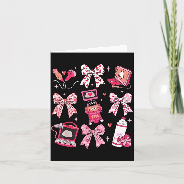 Cartão Coquette Bow Sonographer Valentine Ultrasound Tech (Frente)