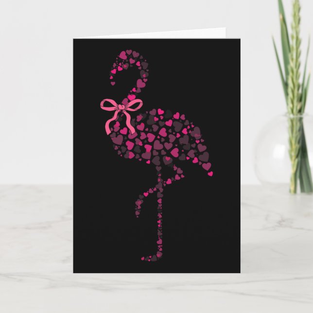 Cartão Coquette Flamingo Heart Cute Pink Valentine's Day  (Frente)