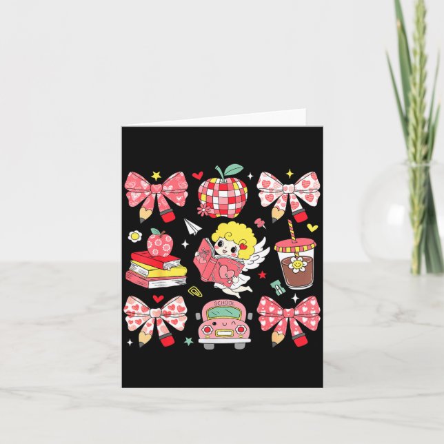 Cartão Coquette Nk Bow Teacher Appreciation Valentines Da (Frente)