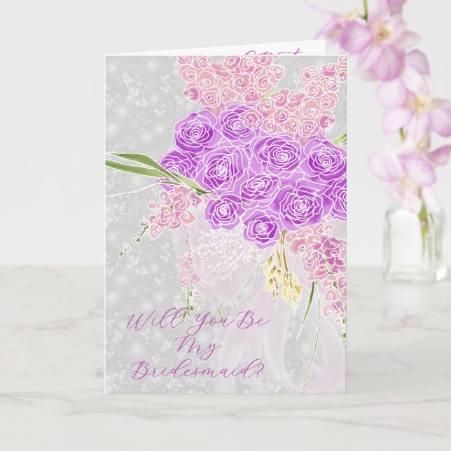 Cartão Coquette Sheer Bow  Will You Be My Bridesmaid  (Orquídea)