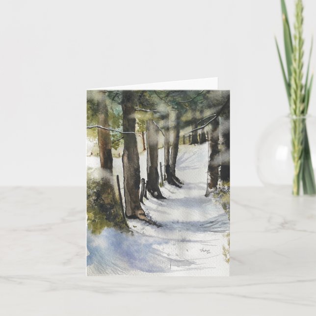 Cartão Cor da água da faixa de inverno (Frente)