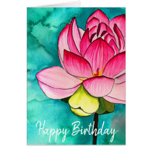 Cartão Cor da água do lótus de flor rosa