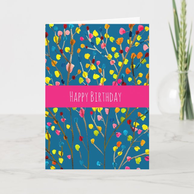 Cartão Cor d'água da árvore arco-íris (Frente)