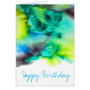 Cartão Cor d'água do marmorre verde azul Tie