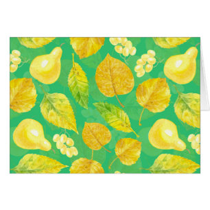 Cartão Cor d'água do padrão de outono