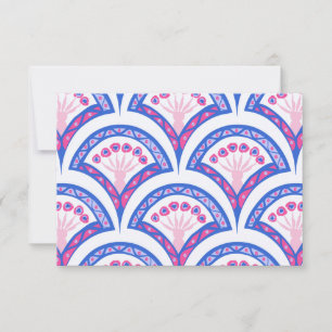 Cartão cor damasco floral azul