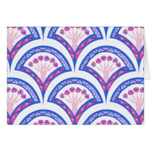 Cartão cor damasco floral azul