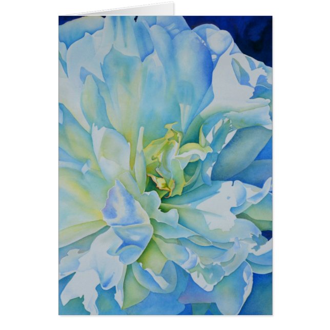 Cartão Cor de água floral azul Elegante (Frente)