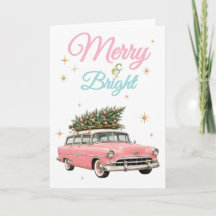 Cor-de-rosa Alegre e Brilhante Carro Retro Vintage