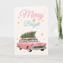 Cor-de-rosa Alegre e Brilhante Carro Retro Vintage