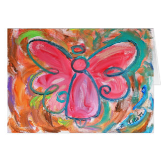 Cartão cor-de-rosa do anjo