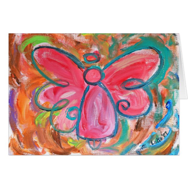 Cartão cor-de-rosa do anjo (Frente Horizontal)