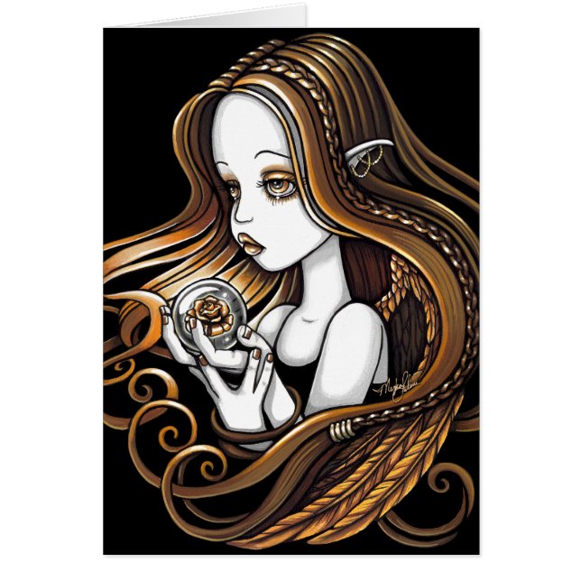 Cartão cor-de-rosa do anjo da bola de cristal do (Frente)