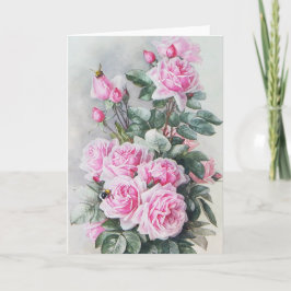 Cartão cor-de-rosa do buquê dos rosas do vintage