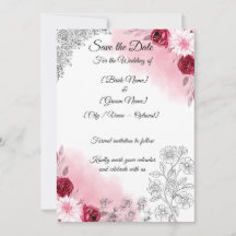 Cartão Cor-de-Rosa Floral de Salvar a Data | Român