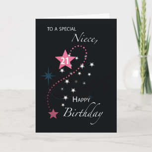 Cartão Cor-de-rosa Inspiração Niece aniversário de 21 