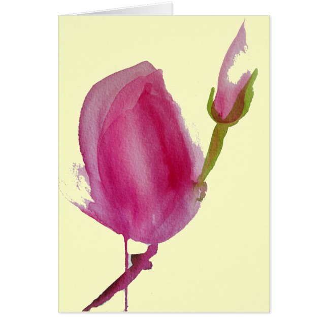 Cartão Cor-de-rosa Magnolia, flor de aquarela (Frente)