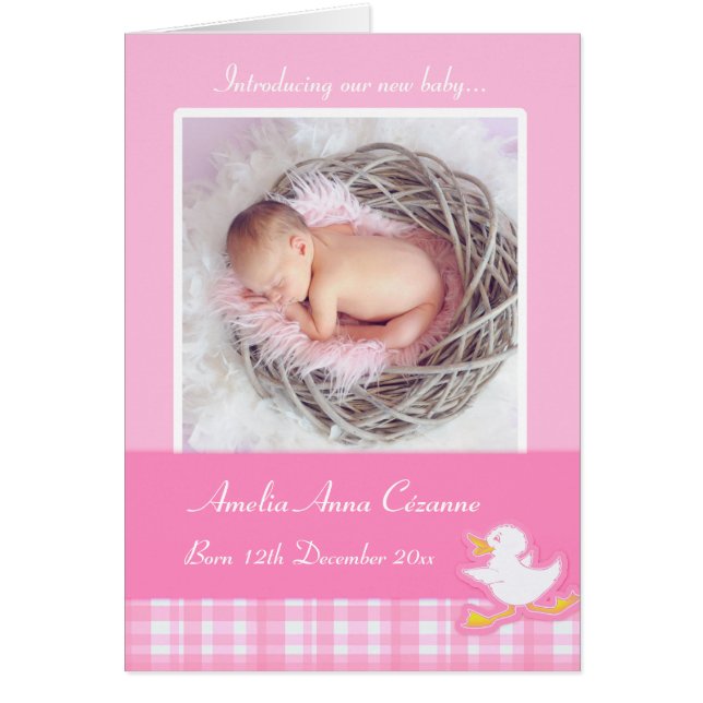 Cartão cor-de-rosa para o anúncio da menina (Frente)