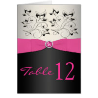 Cartão cor-de-rosa, preto, e de prata do número da