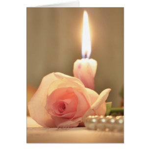 Cartão Cor-de-rosa tratamento-cor-de-rosa e vela da