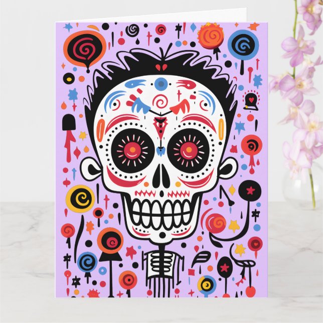 Cartão Cor e texto personalizados 💀 Día de Muertos (Orquídea)