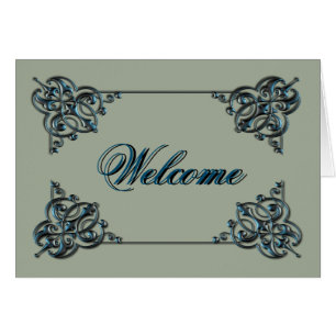 Cartão Cor natural com borda de espiral metálica bem-vind