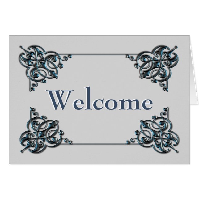 Cartão Cor natural com borda de espiral metálica bem-vind (Frente horizontal)