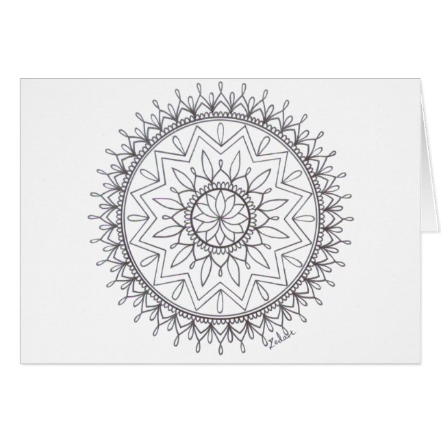 Cartão Cor tirada mão no design da mandala (Frente Horizontal)