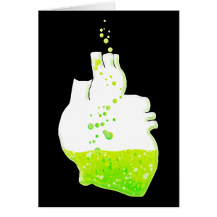 Cartão coração anatômico verde líquido