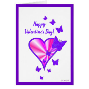 Cartão Coração Arco-Íris e Borboleta