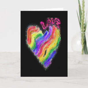 Cartão Coração Arco-íris Gay Lésbico "Amor"