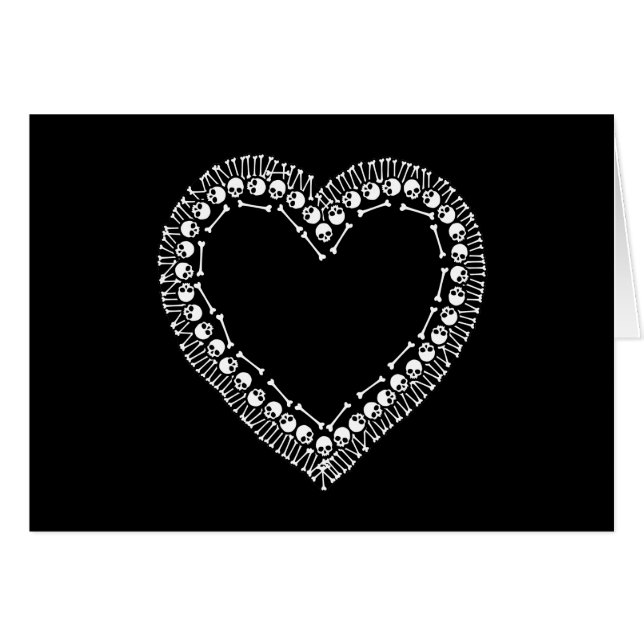 Cartão Coração bonito do crânio (Frente Horizontal)