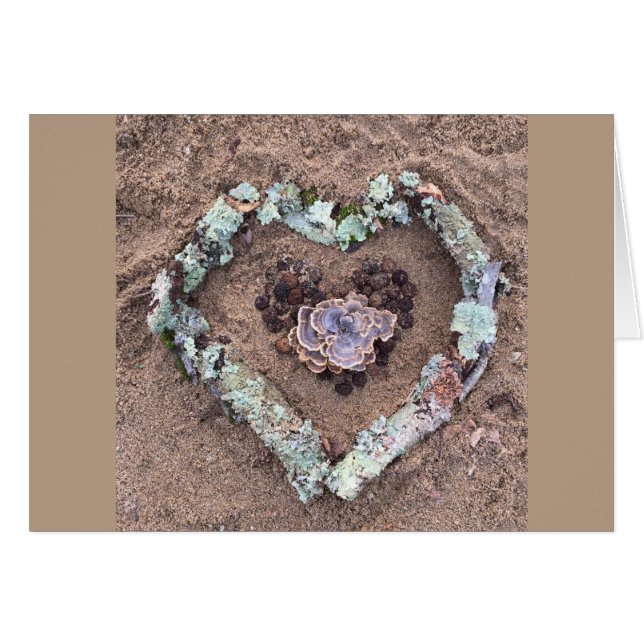 Cartão Coração da arte da natureza do inverno (Frente horizontal)