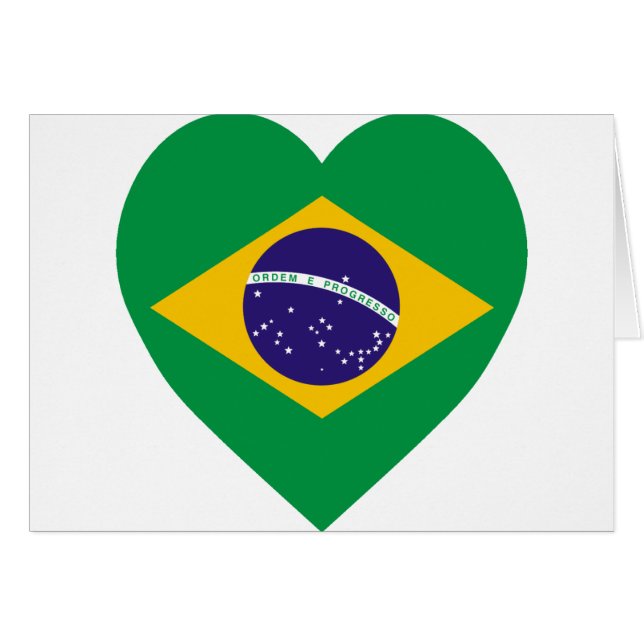 Cartão Coração da bandeira de Brasil (Frente Horizontal)